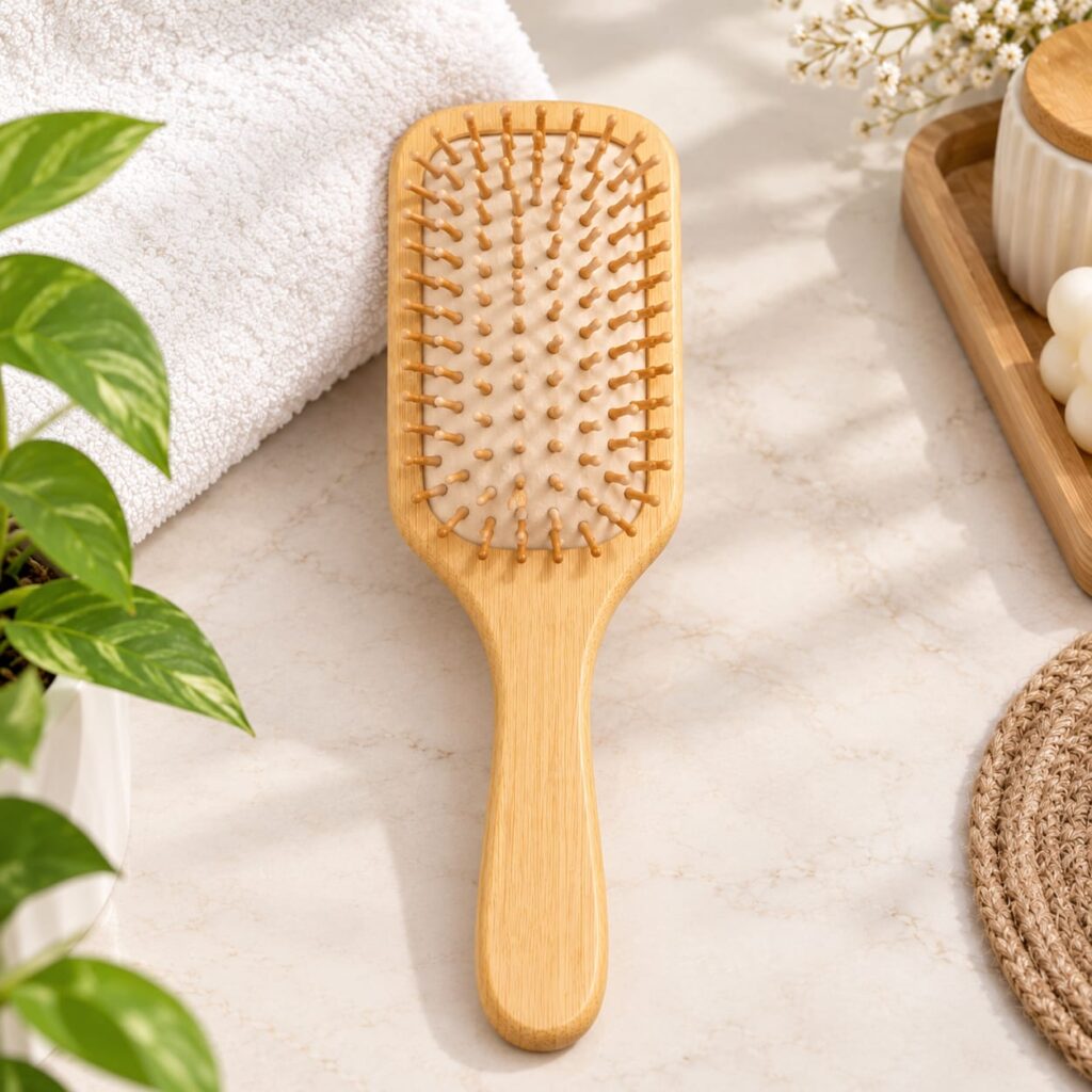 Viloria wooden massage comb with rounded wooden pins